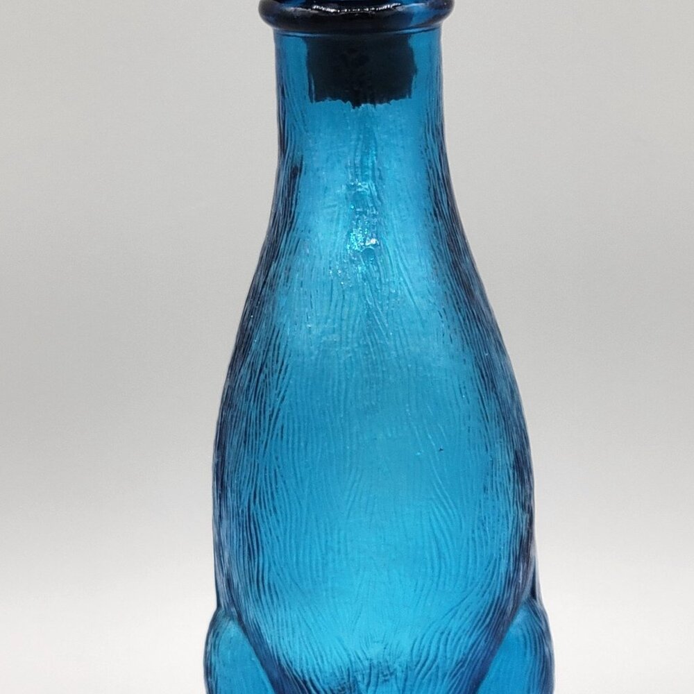 Vintage Italian Empoli Blue Glass Cat Decanter Bottle Figural 9 Inch Tall 1960s - Picture 8 of 13
